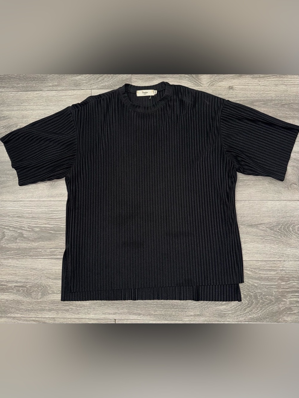 The Frankie Shop Black Ribbed Short Sleeve Tee
